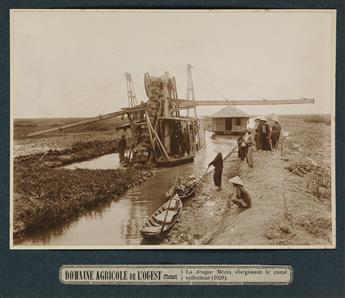 (VIETNAM--AGRICULTURE) Album entitled Domaine Agricole de lOuest, Bloc de Thotnot, with 16 photographs of rice paddies.